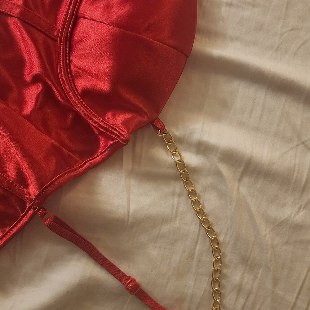 Silky red corset top - Picture 5 of 6